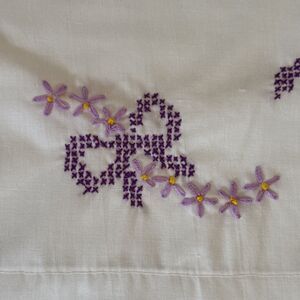 2 lol Vintage Pillowcase Pair Hand Stitched Pastel Flowers Grandma Cottage Core